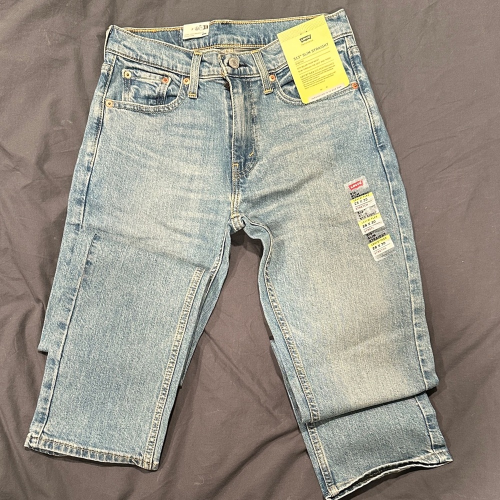 Levi's 513 Slim Straight Stretch Men's Light Blue Relaxed Jeans 28x30